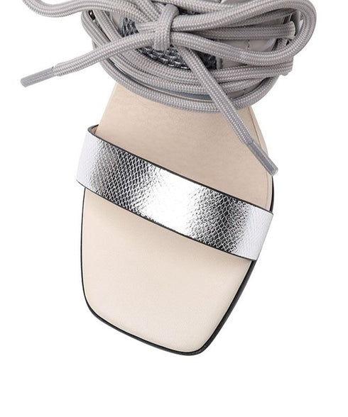 Color Block Lace-Up Sandals